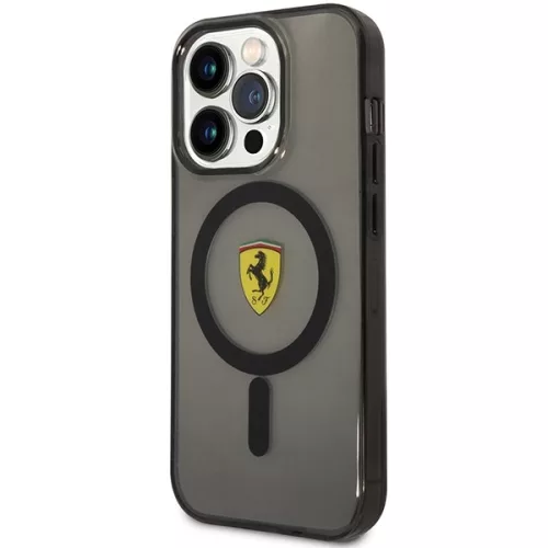  Apple iPhone 14 Pro Max tok,  eredeti FERRARI Magsafe  áttetsző-fekete