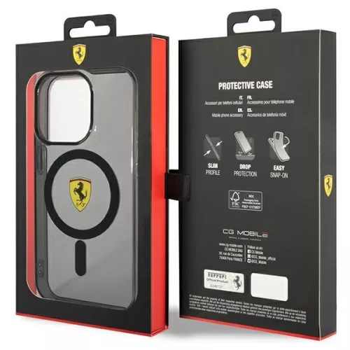  Apple iPhone 14 Pro Max tok,  eredeti FERRARI Magsafe  áttetsző-fekete