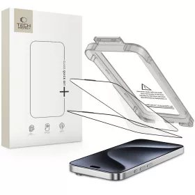   Edzett üveg Tech-protect Quick Set+ 2-pack iPhone 15 Pro Fekete üvegfólia - 