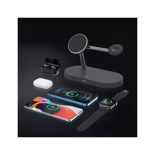 TECH-PROTECT A12 3 az 1-ben vezeték nélküli töltőállomás 15W MagSafe - fekete 