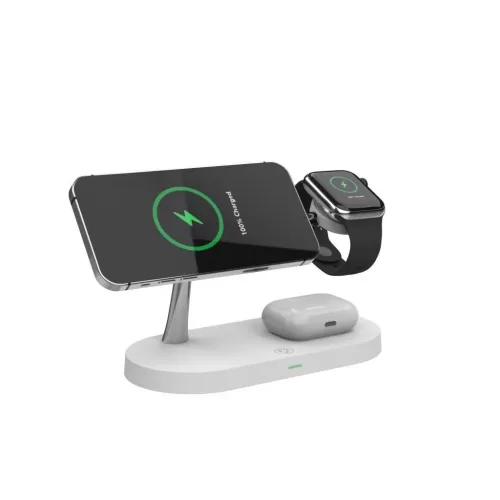 TECH-PROTECT A12 3 az 1-ben vezeték nélküli töltőállomás 15W MagSafe - fehér