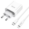 Hoco C80A USB-C + USB-A QC3.0 USB hálózati töltő adapter 20W + USB-C Lightning kábel - fehér