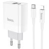 Hoco C80A USB-C + USB-A QC3.0 USB hálózati töltő adapter 20W + USB-C Lightning kábel - fehér