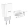 Hoco C80A USB-C + USB-A QC3.0 USB hálózati töltő adapter 20W + USB-C Lightning kábel - fehér