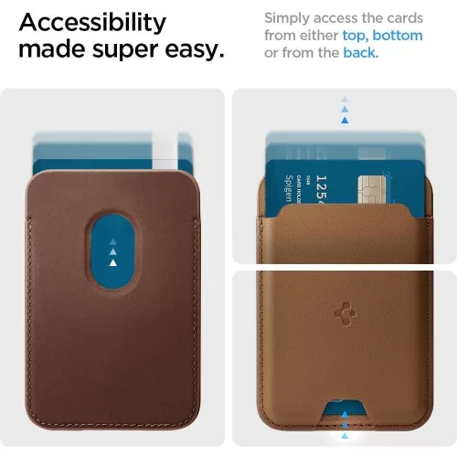 Spigen Valentinus MagSafe rögzítésű univerzális bőr kártyatartó - fekete