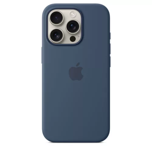 MagSafe-rögzítésű iPhone 16 Pro-szilikontok – farmerkék
