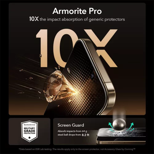 ESR UltraFit Armorite Pro Tempered Glass üvegfólia Apple iPhone 17 Pro Max készülékhez - Fekete
