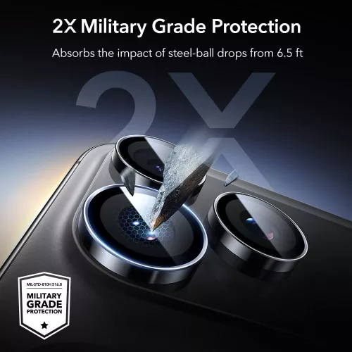 ESR Armorite Camera Protector kameravédő Apple iPhone 14 Pro / 15 Pro / 16 Pro / 17 Pro készülékhez - Fekete