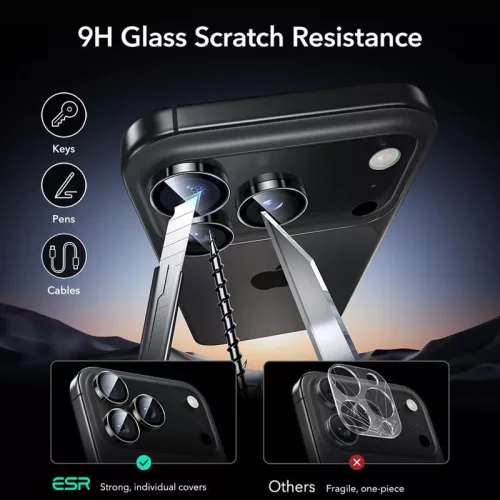 ESR Armorite Camera Protector kameravédő Apple iPhone 14 Pro / 15 Pro / 16 Pro / 17 Pro készülékhez - Fekete