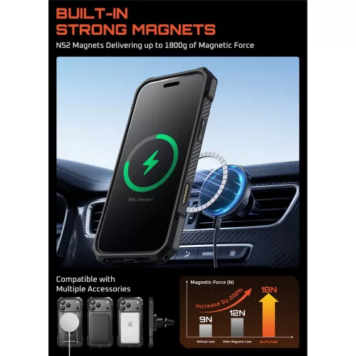 Supcase UB Grip Mag tok Apple iPhone 17 Pro Max készülékhez – Fekete