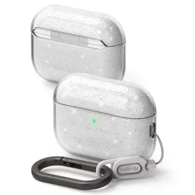   Ringke Air Apple AirPods Pro 3 szilikon tok + karabíner - átlátszó/csillámos