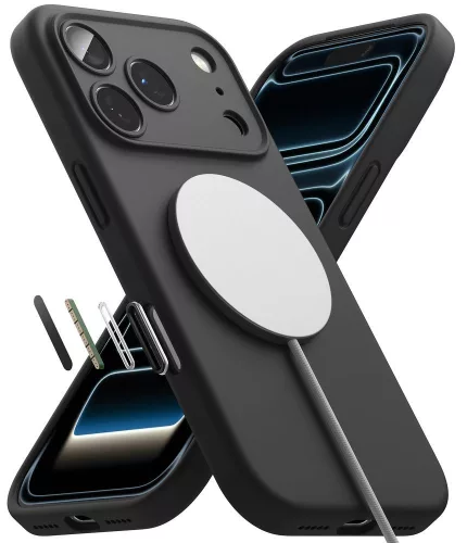 Ringke Magnetic MagSafe iPhone 17 Pro Max szilikon hátlap tok - fekete