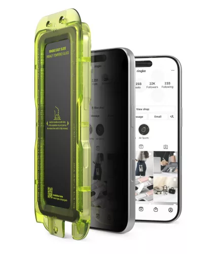 Ringke Easy Slide iPhone  betekintésgátló kijelzővédő üvegfólia felhelyező applikátorral - 2db