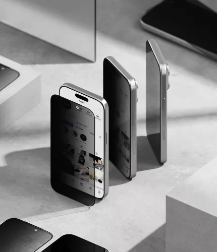 Ringke Easy Slide iPhone  betekintésgátló kijelzővédő üvegfólia felhelyező applikátorral - 2db