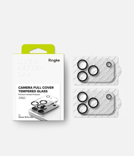 Ringke Camera iPhone  kamerasziget lencsevédő üvegfólia - 2db - fekete