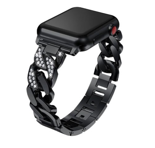 Apple Watch szíj (38/40/41/42mm(Series 10) Luxury V3 fém - fekete