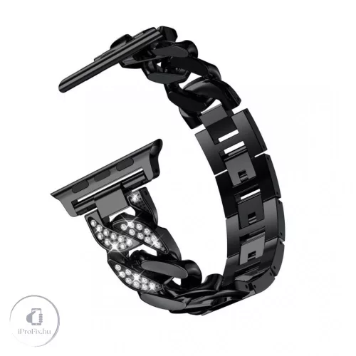 Apple Watch szíj 38/40/41/42mm(Series 10) Luxury V3 fém - fekete