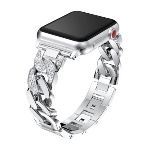 Apple Watch 4/5/6/7/SE (38/40/41mm) Luxury V3 fém óraszíj ezüst színű Alphajack (Luxury V3 Silver)