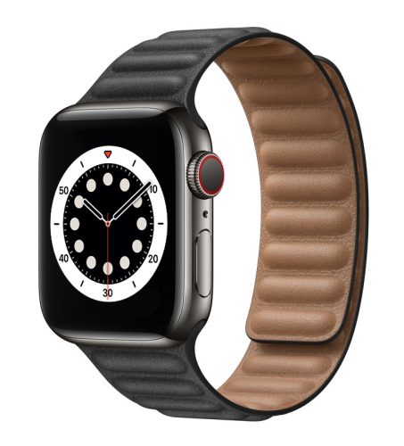 Apple Watch 3/4/5/6/7/SE 38/40/41mm fekete Loop Leather bőr óraszíj mágneses