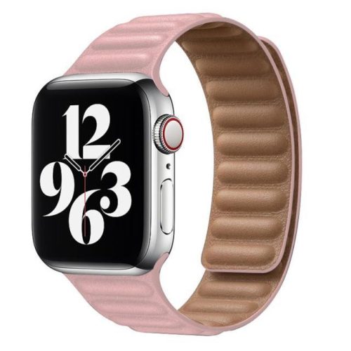 Apple Watch 3/4/5/6/7/SE 38/40/41mm rózsaszín Loop Leather bőr óraszíj mágneses