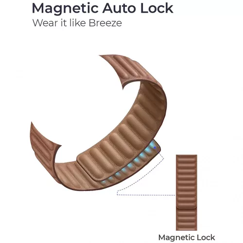 Apple Watch szíj, 38/40/41/42mm(Series 10) mágneses óraszíj - khaki