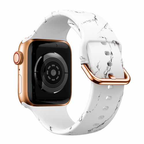 Apple Watch 38/ 40/ 41 mm szilikon óraszíj fehér márvány mintás Alphajack