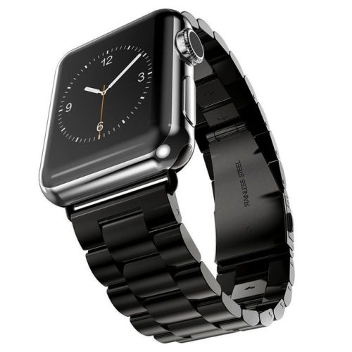 Apple Watch rozsdamentes. vastag acél szíj 4/5/6/7/SE (42/44/45mm)  fekete színű