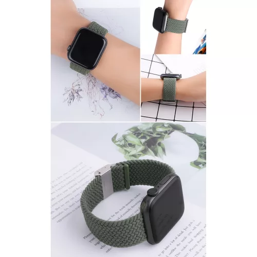 Apple Watch 38/40/41/42mm(Series 10) Fabric szövet óraszíj - zöld