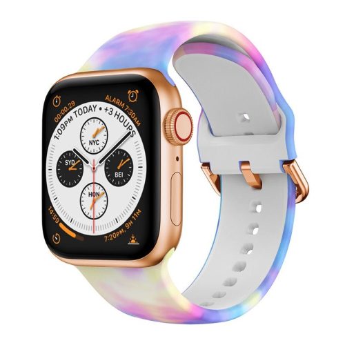 Apple Apple Watch 38/40/41mm szilikon óraszíj lila-sárga színes Alphajack