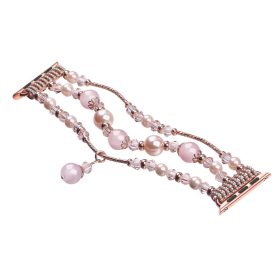   Apple Watch szíj 38/40/41/42mm(Series 10) karkötő formájú fém díszekkel rózsaszín