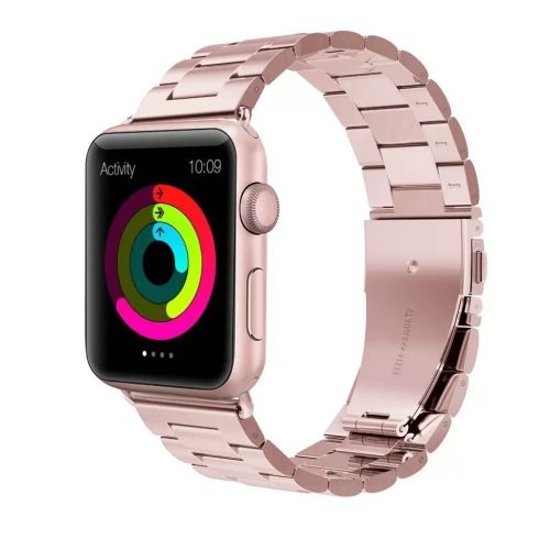 Apple Watch szíj 42/ 44/ 45/ 46 /49 mm rozsdamentes, vastag acél szíj- rosegold
