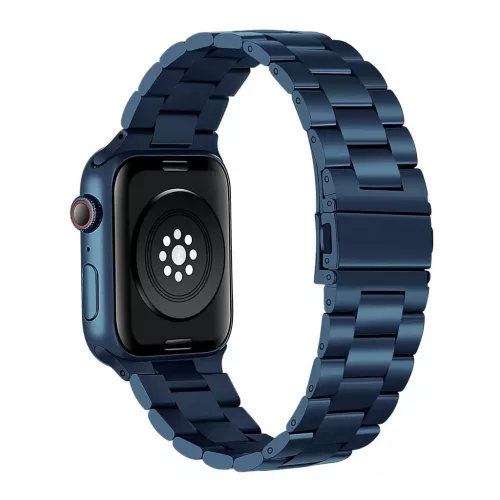 Apple Watch szíj 38/40/41/42mm(Series 10) rozsdamentes, vastag acél - kék