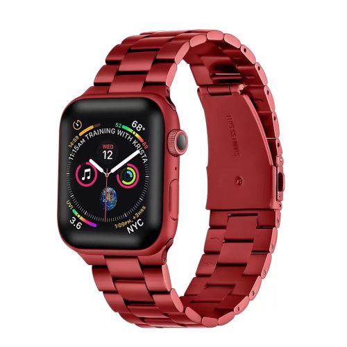 Apple Watch szíj 42/ 44/ 45/ 49 mm rozsdamentes, vastag acél - piros