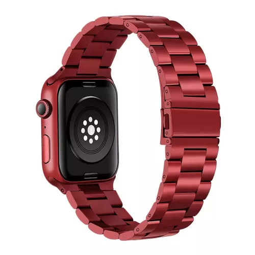 Apple Watch szíj 38/40/41/42mm(Series 10) rozsdamentes, vastag acél - piros