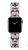 Apple Watch 38/ 40/ 41 mm fém karkötő óraszíj ezüst-pink színű bőrcsíkkal