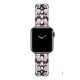 Apple Watch szíj (38/40/41/42mm(Series 10) fém karkötő ezüst-pink, bőrcsíkkal