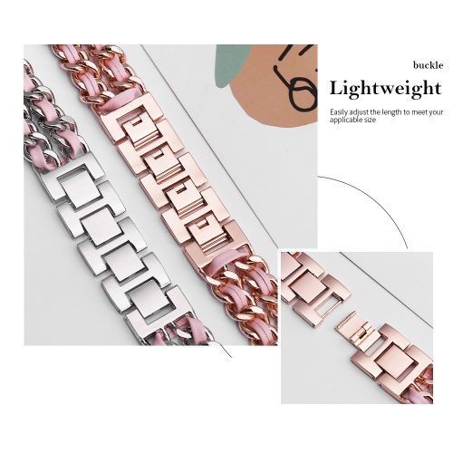 Apple Watch szíj 38/40/41/42mm(Series 10) fém karkötő ezüst-pink, bőrcsíkkal