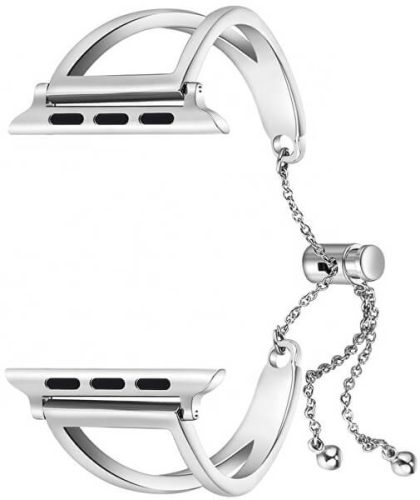 Apple Watch 4/5/6/7/SE (42/44/45mm) karkötő formájú fém óraszíj ezüst színű Alphajack
