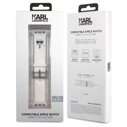 Apple Watch szíj 38/40/41/42mm(Series 10) Karl Lagerfeld Karl Head fehér