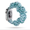 Apple Watch (38/40/41/42mm(Series 10) Frilly Szövet szíj, Zöld-fehér mintás