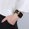 Apple Watch (38/40/41/42mm(Series 10) Frilly Szövet szíj, Zöld-fehér mintás