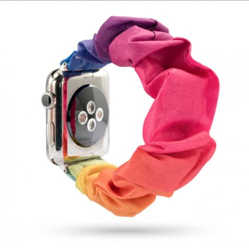 Apple Watch 38/ 40/ 41 mm Frilly Szövet szíj, Szivárvány mintás