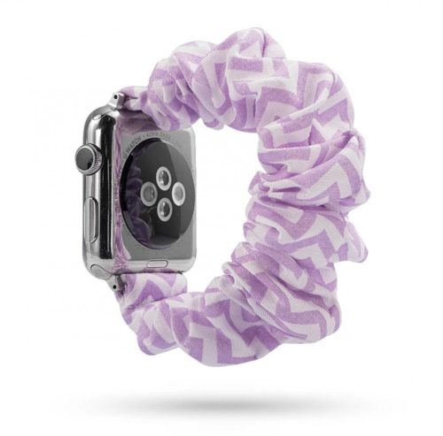 Apple Watch 42/ 44/ 45/ 49mm Frilly Szövet szíj, Lila-fehér mintás