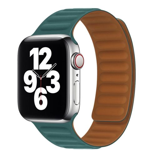 Apple Watch 3/4/5/6/7/SE 38/40/41mm Türkiz Zöld Loop Leather bőr óraszíj mágneses