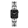 Apple Watch szíj (38/40/41/42mm(Series 10) fém karkötő ezüst-fehér, bőrcsíkkal