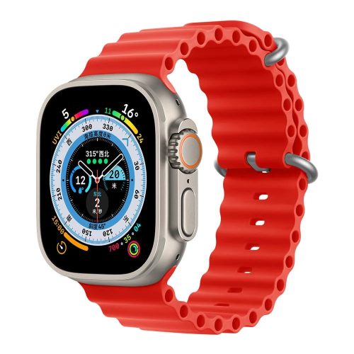 Apple Watch (42/44/45/49mm) óceán szilikon óraszíj piros