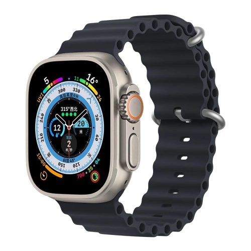 Apple Watch (42/44/45/49mm) óceán szilikon óraszíj fekete