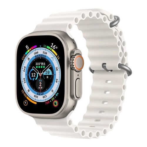Apple Watch (42/44/45/49mm) óceán szilikon óraszíj fehér