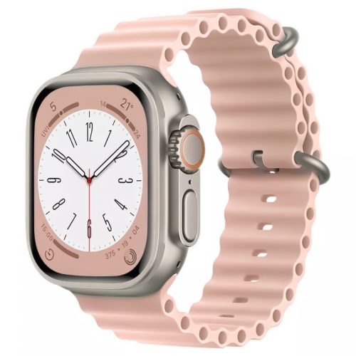 Apple Watch (38/40/41mm) óceán szilikon óraszíj rózsaszín homok
