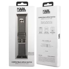   Apple Watch szíj 38/40/41/42mm(Series 10) Karl Lagerfeld Head PU ezüst 